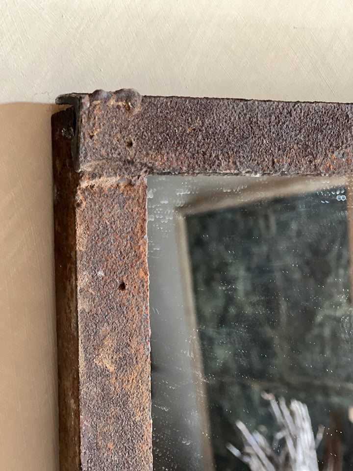 Antique iron window mirror | Laurie