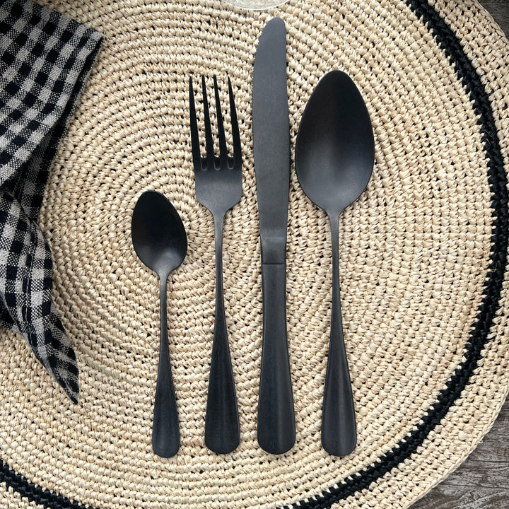 Matte Dark Silver Cutlery Set | 24 pieces