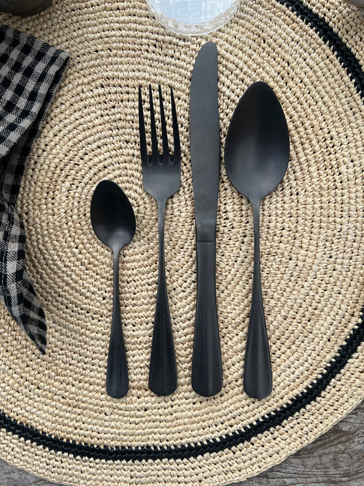 Matte Dark Silver Cutlery Set | 24 pieces