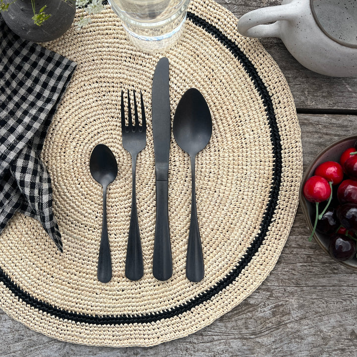 Matte Dark Silver Cutlery Set | 24 pieces