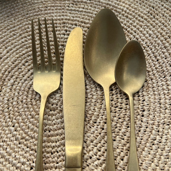 Matte Gold Cutlery Set | 24 pieces