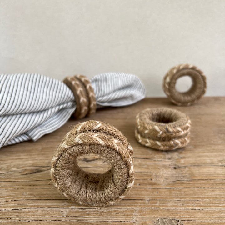Natural Woven Napkin Ring Set