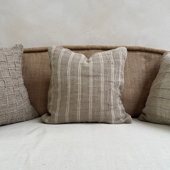 Natural white stripe linen cushion Manhatton