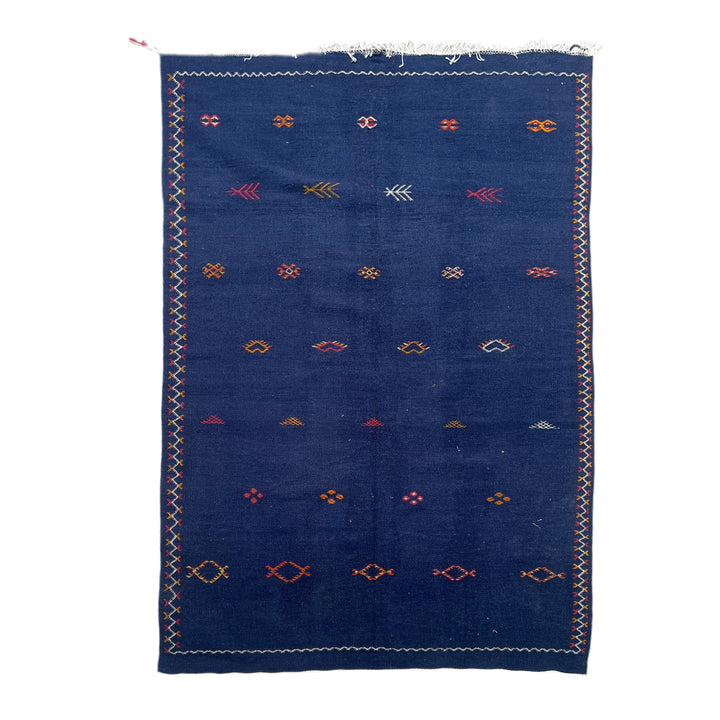 Navy Handwoven Moroccan rug Navajo