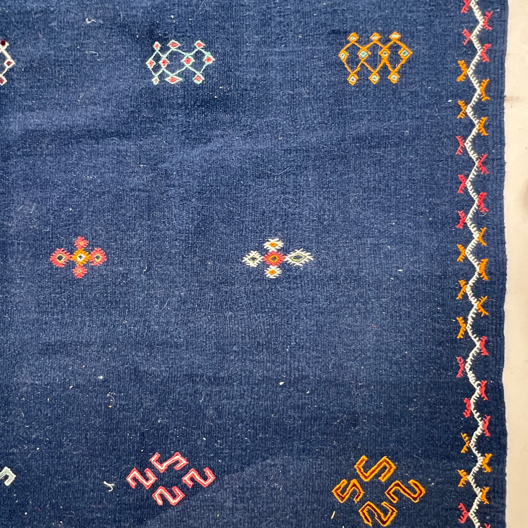 Navy Handwoven Moroccan rug Sophia