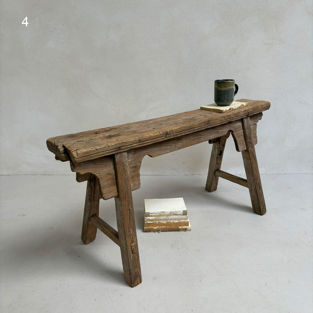 Oriental antique wooden bench 4