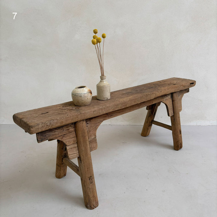 Oriental antique wooden bench 7