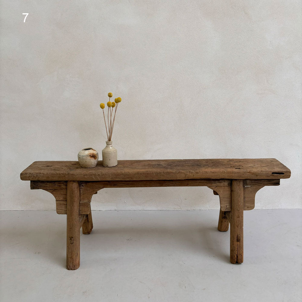Oriental antique wooden bench 7