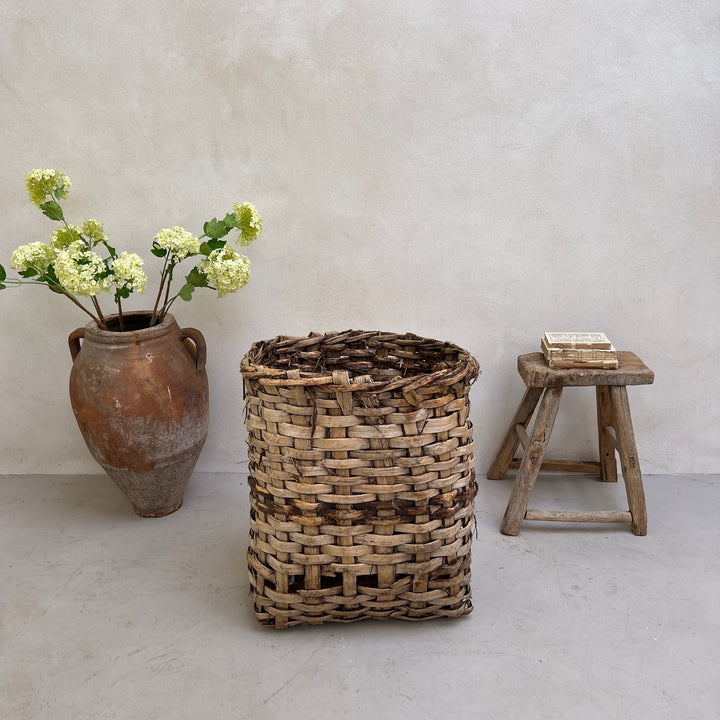 Primitive antique handwoven baskets