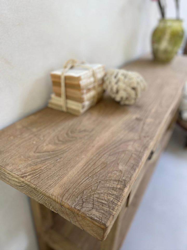 Reclaimed Elm Console Table Lodsworth surface detail