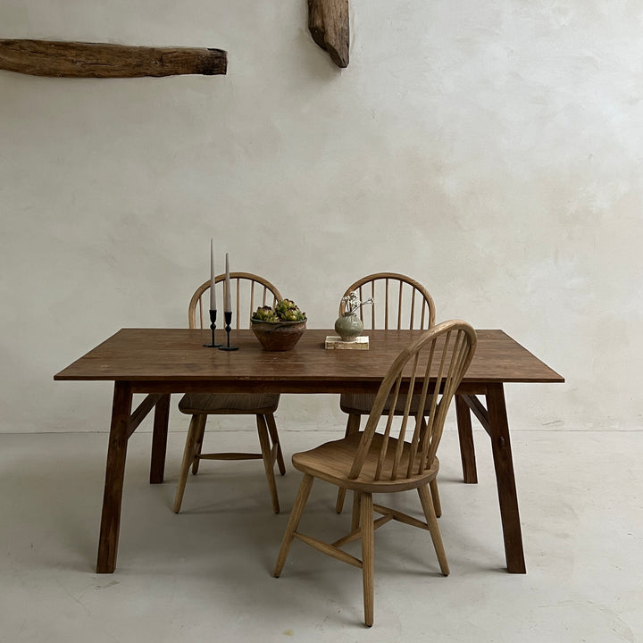 Reclaimed dark wood dining table 180cm x 90cm