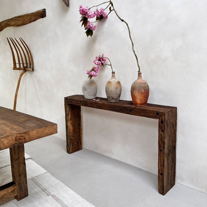 Rustic Barn Oak Console used inside