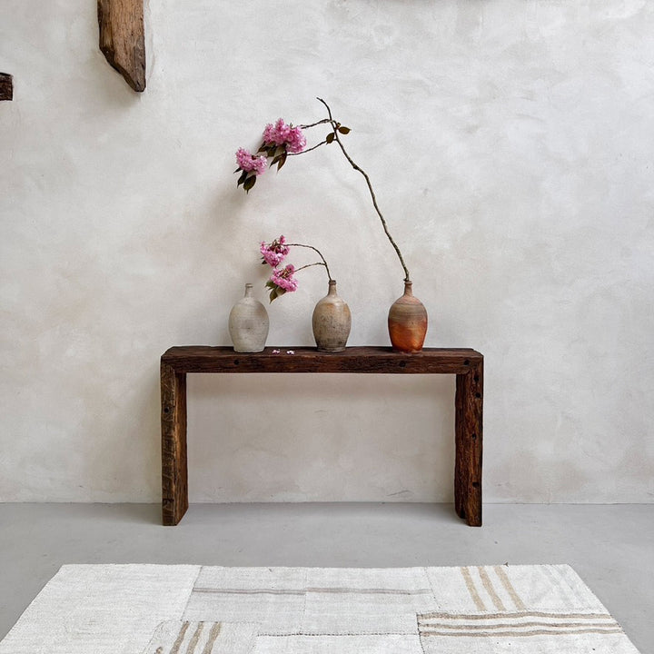 Rustic Barn Oak Console head on view