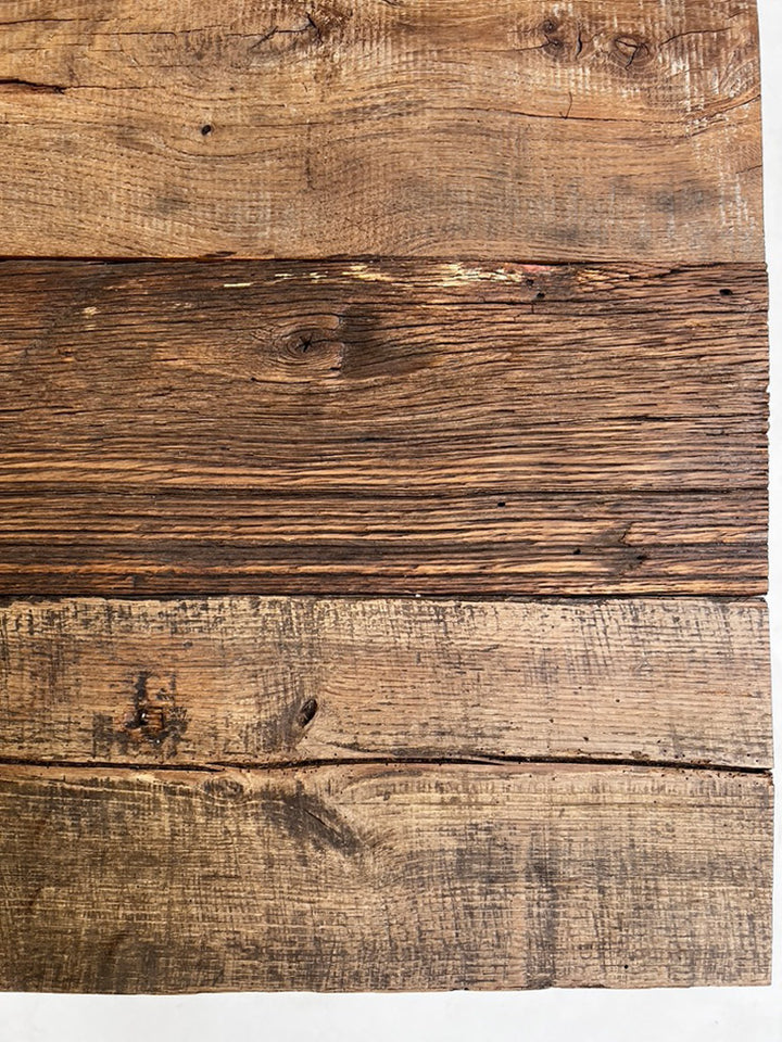 Rustic Oak Beam Dining Table surface detail close up