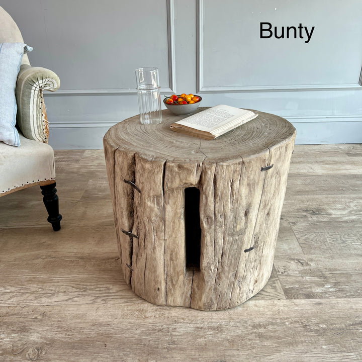 Salvaged Wood Tree Stump Side Tables