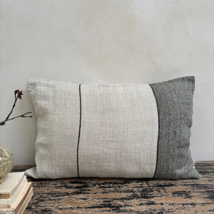 Seagrass Block Stripe Linen Cushion