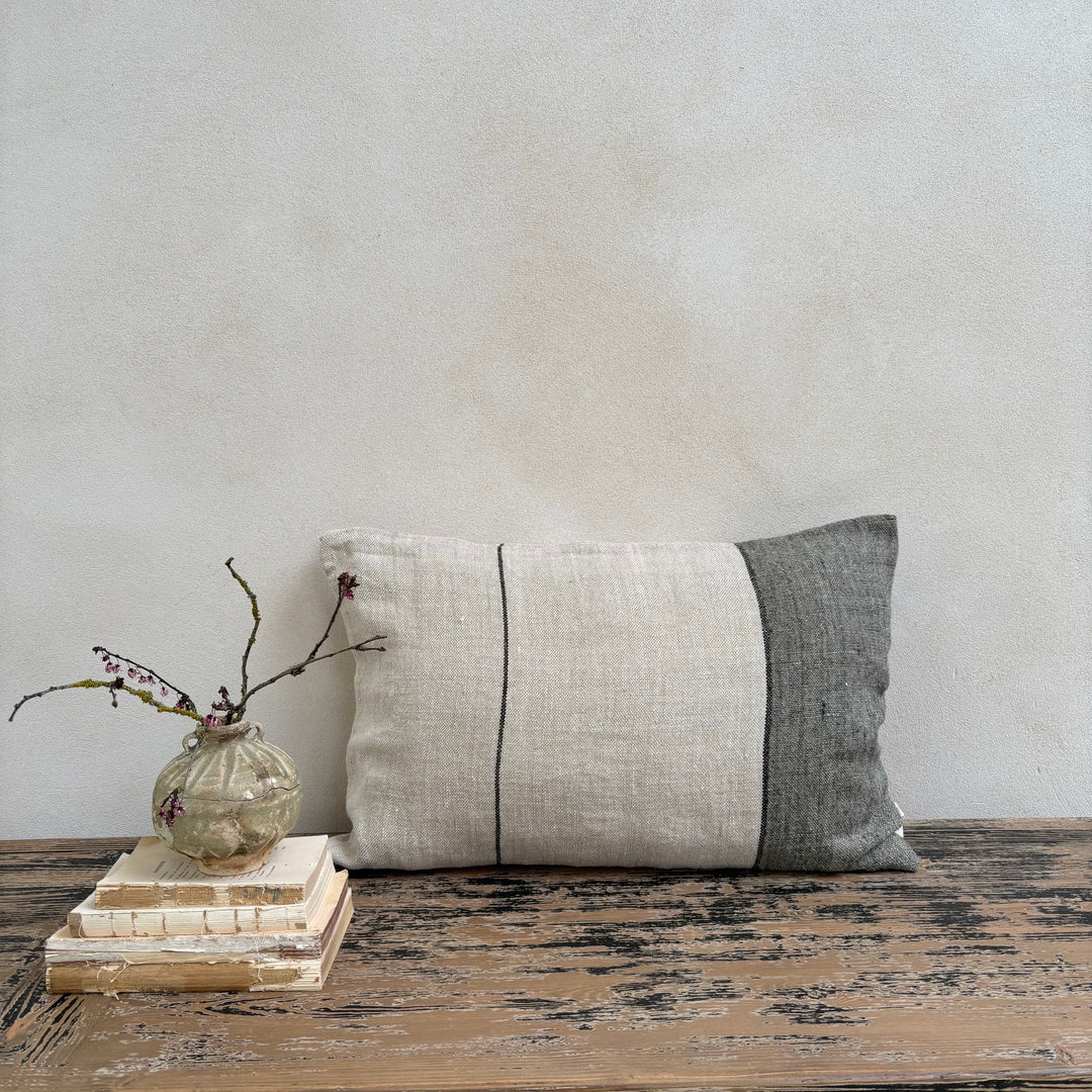 Seagrass Block Stripe Linen Cushion