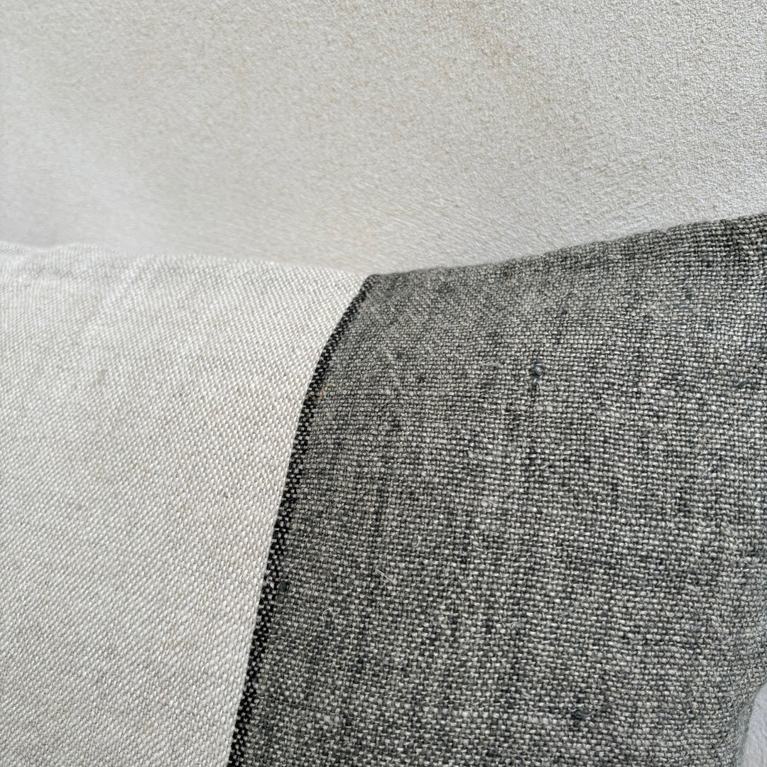 Seagrass Block Stripe Linen Cushion