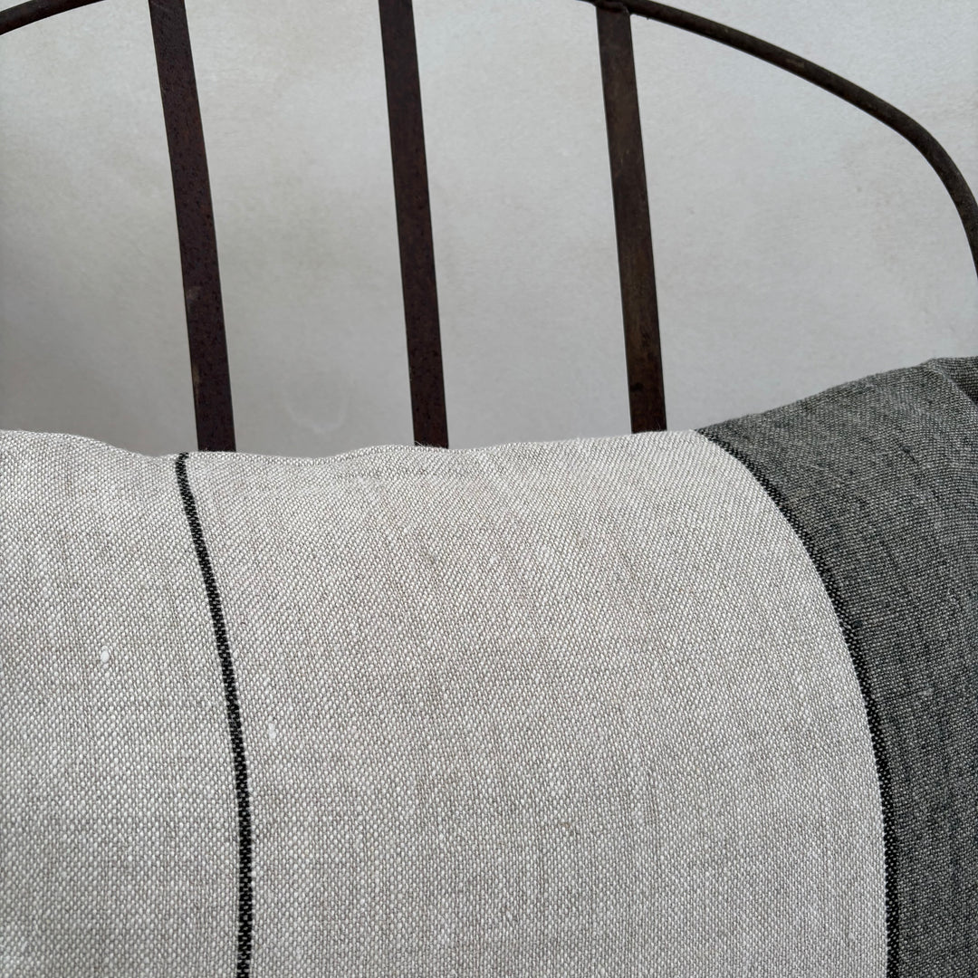 Seagrass Block Stripe Linen Cushion