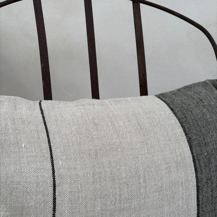 Seagrass Block Stripe Linen Cushion