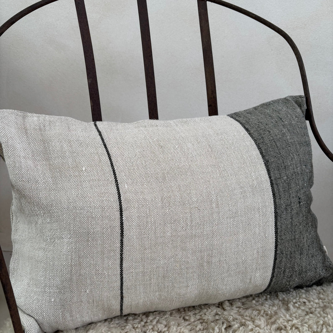 Seagrass Block Stripe Linen Cushion
