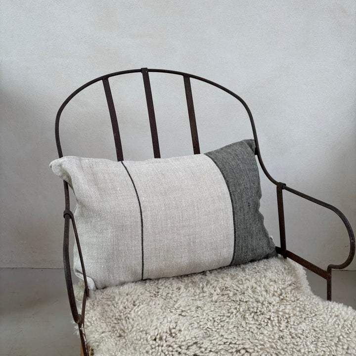 Seagrass Block Stripe Linen Cushion