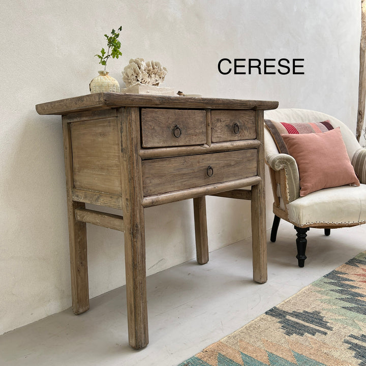 Small antique console table with drawers