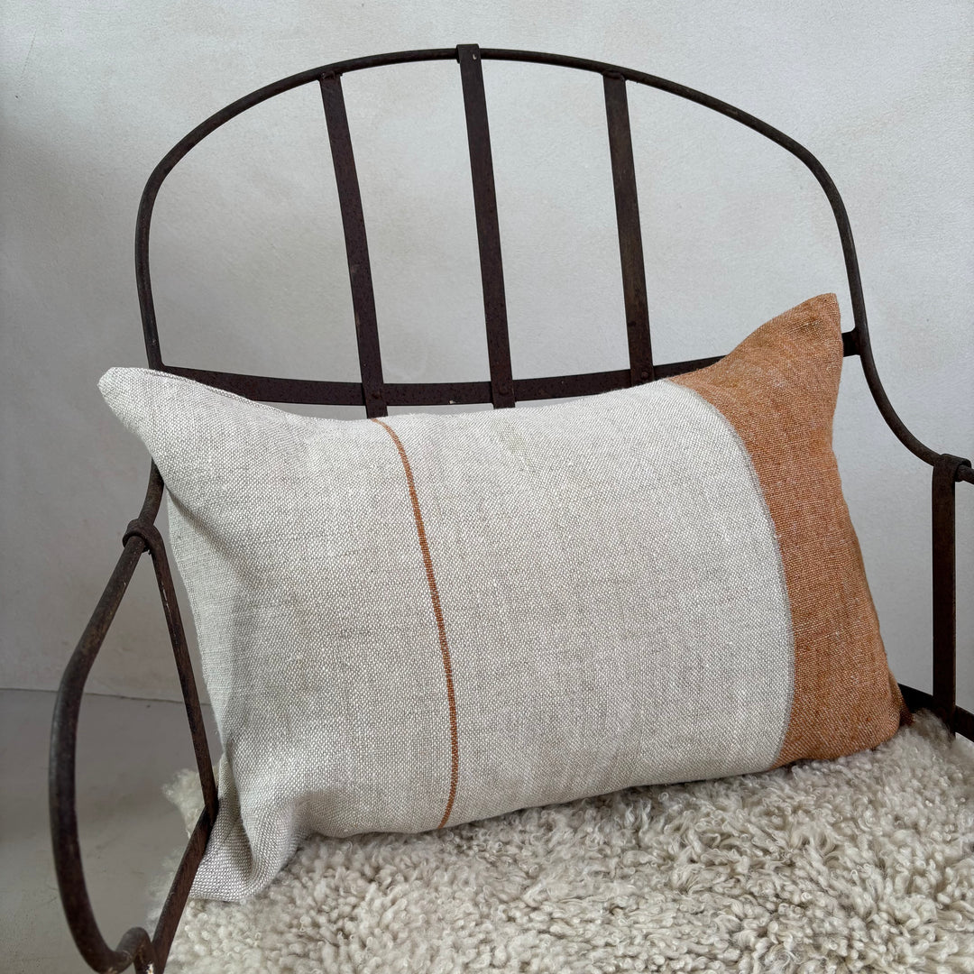 Spice Block Stripe Linen Cushion