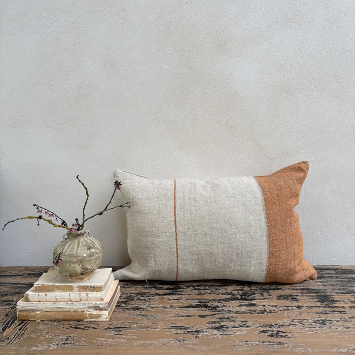 `Spice Block Stripe Linen Cushion