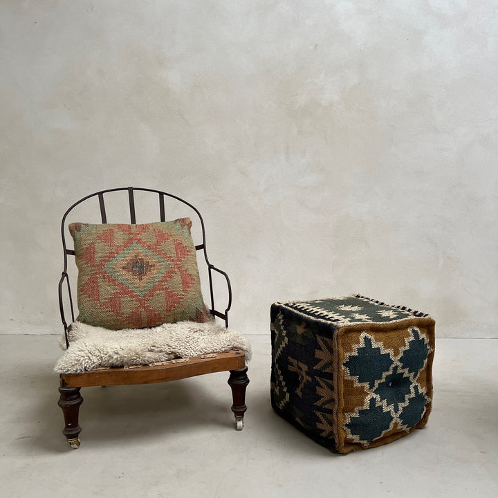 Square Jute Kilim Pouf