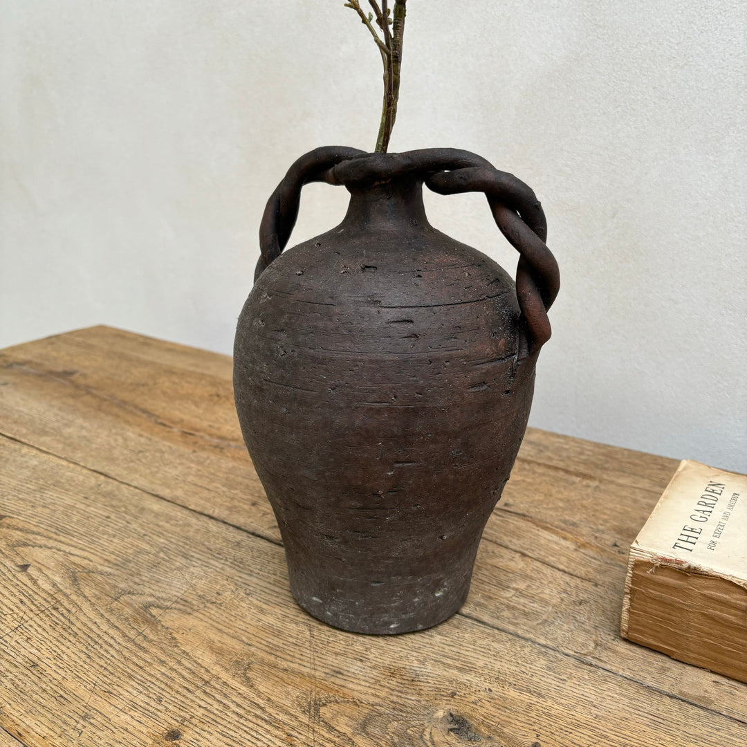 Twisted Handle Ceramic Pot