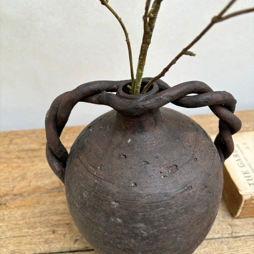 Twisted Handle Ceramic Pot