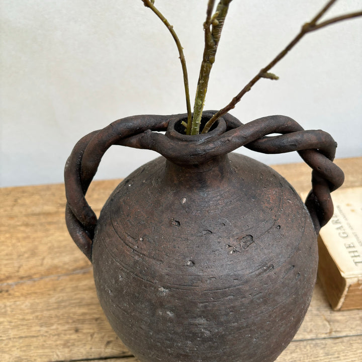 Twisted Handle Ceramic Pot