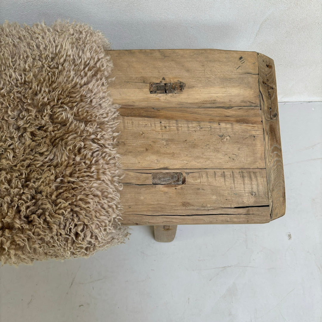 Unique antique elm bench | Bunty surface detail