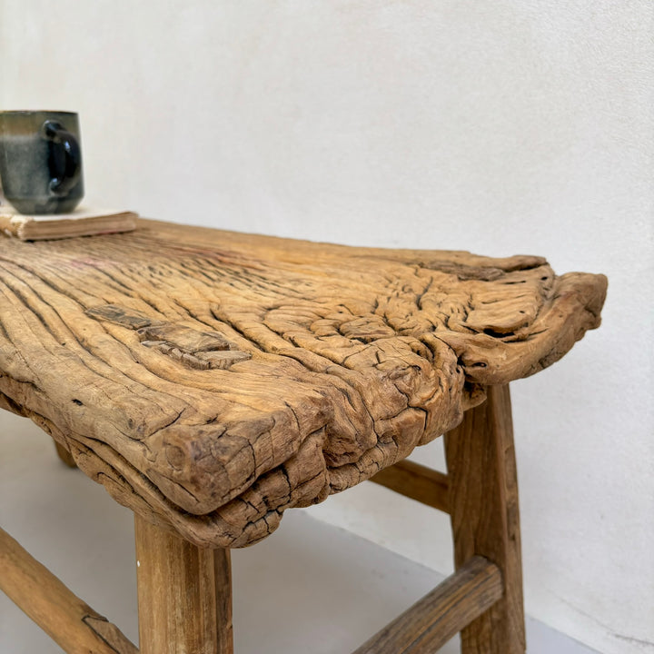 Unique antique elm bench | Hopkins rustic surface details