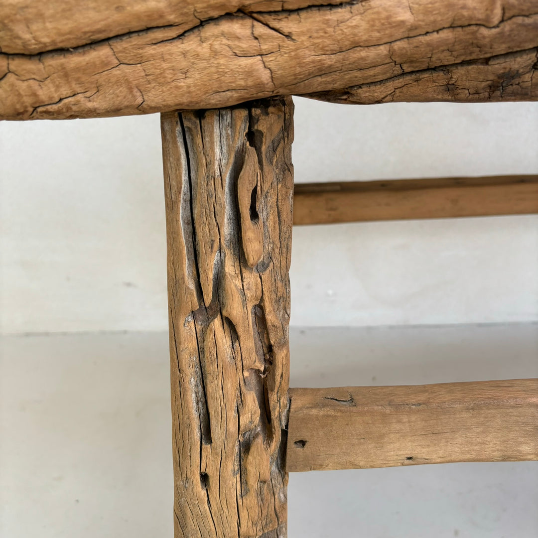 Unique antique elm bench | Sasha rustic leg detail