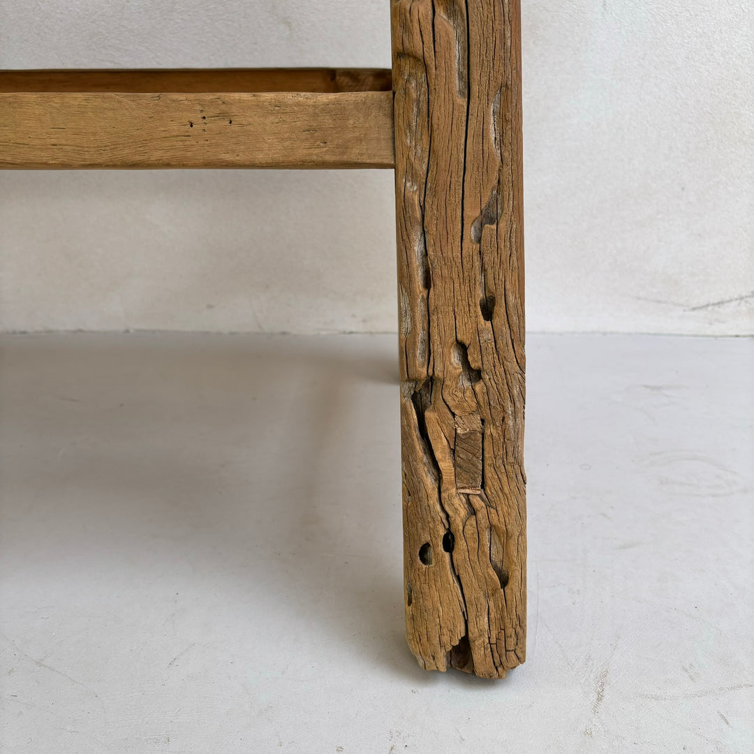Unique antique elm bench | Sasha leg detail