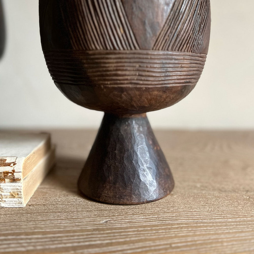 Vintage African Wood Vase | Small