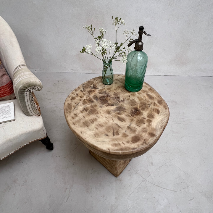 Vintage African Hand Carved Side Table | Malik