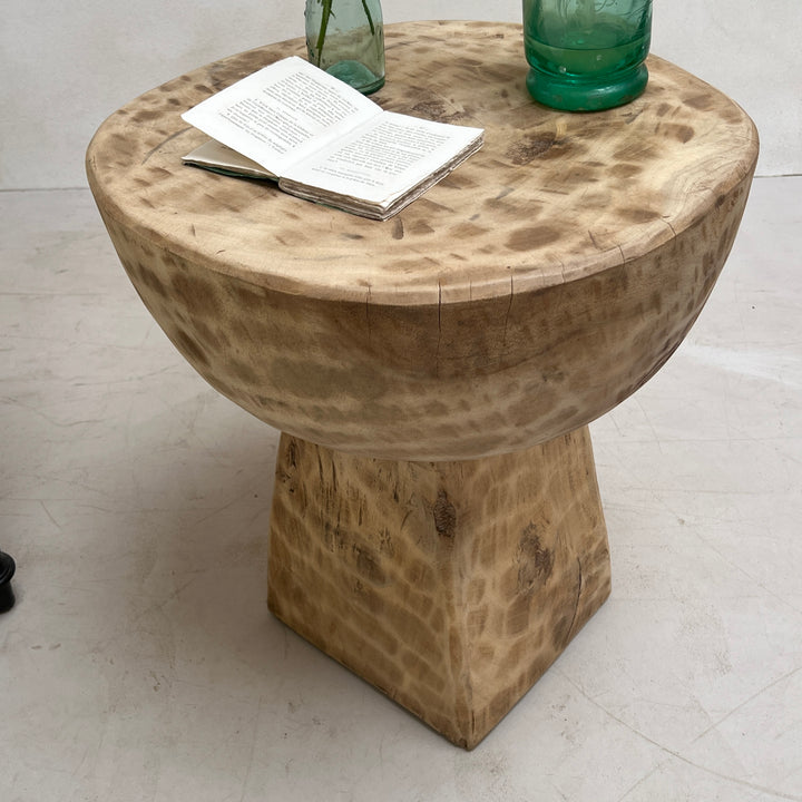 Vintage African Hand Carved Side Table | Malik
