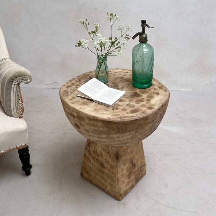 Vintage African Hand Carved Side Table | Malik