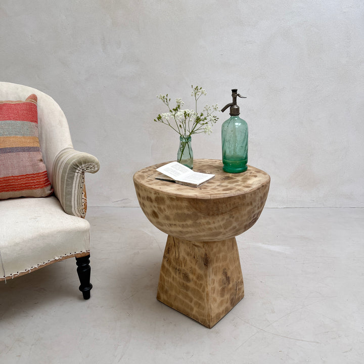 Vintage African Hand Carved Side Table | Malik