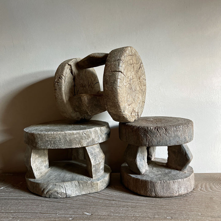 Vintage African Round Stool