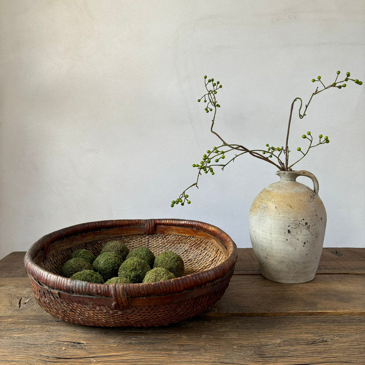 Vintage Flat Woven Rice Basket
