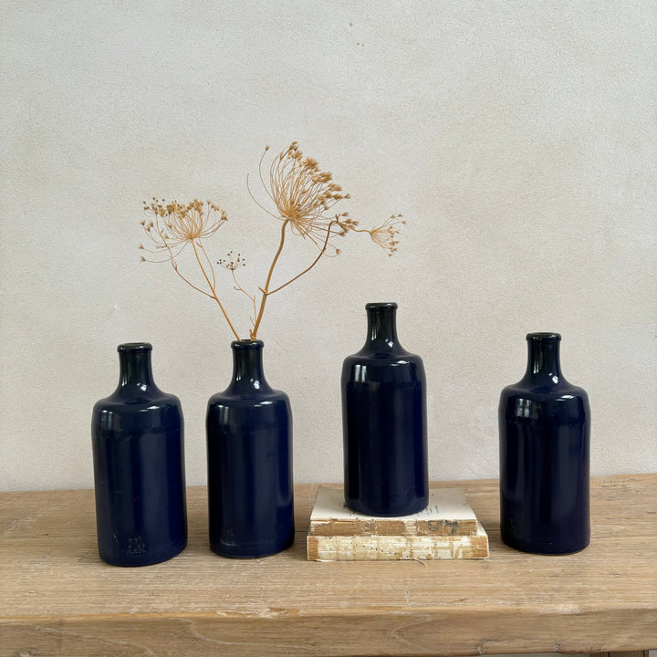Vintage Stoneware Blue Glaze Bottles