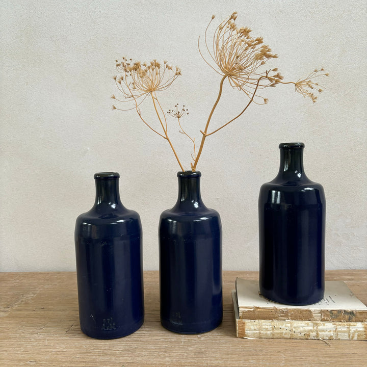Vintage Stoneware Blue Glaze Bottles