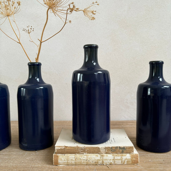 Vintage Stoneware Blue Glaze Bottles