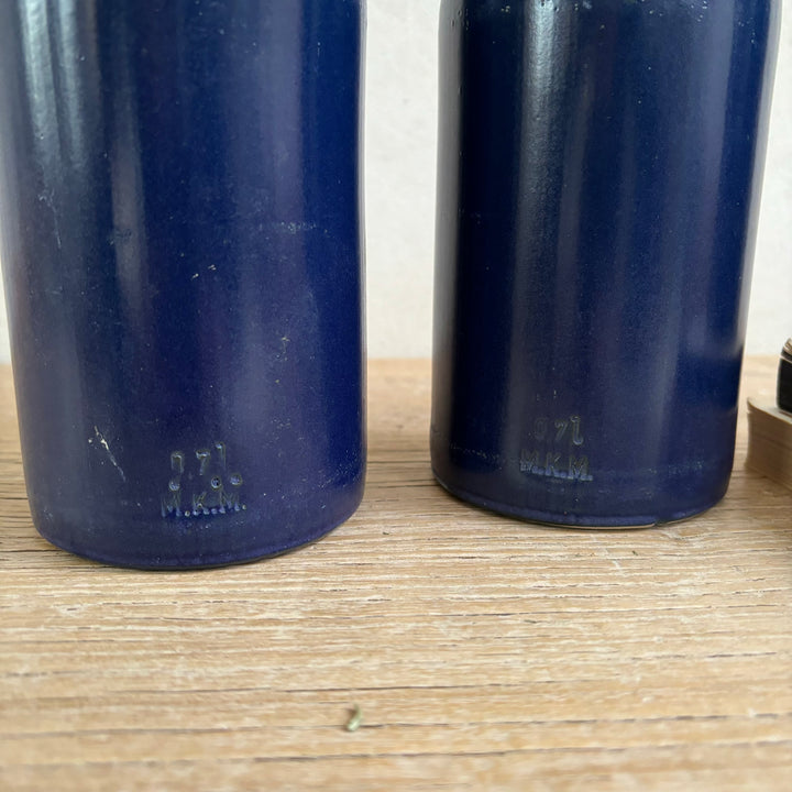 Vintage Stoneware Blue Glaze Bottles