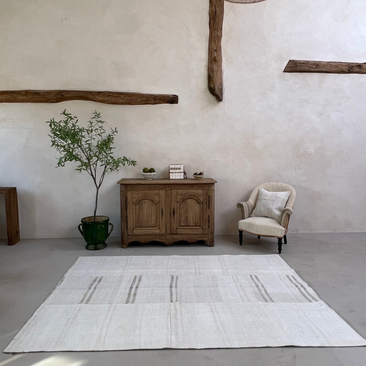 Vintage linen Stripe area rug No:8 182cm x 255cm