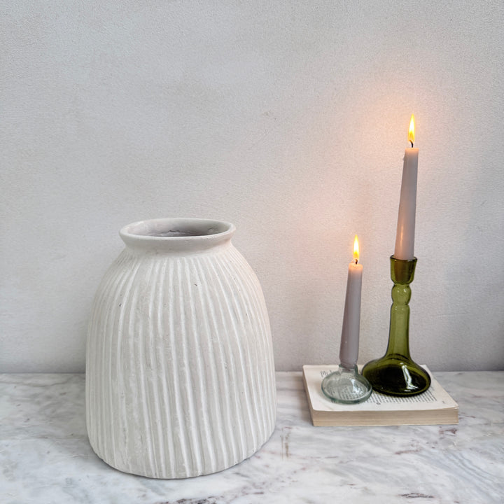 White Carved Natural Organic Vase | Tau